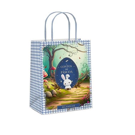 Sacola De Papel De Páscoa - Contos De Páscoa Azul - 10 unidades - Cromus - Rizzo