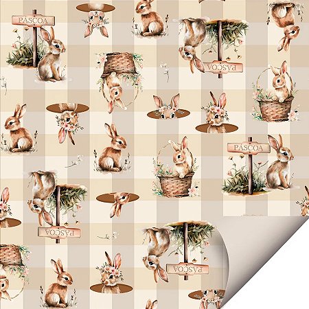 Folha para Ovos de Páscoa Double Face Doce Páscoa Bege 69x89cm - 25 unidades - Cromus - Rizzo