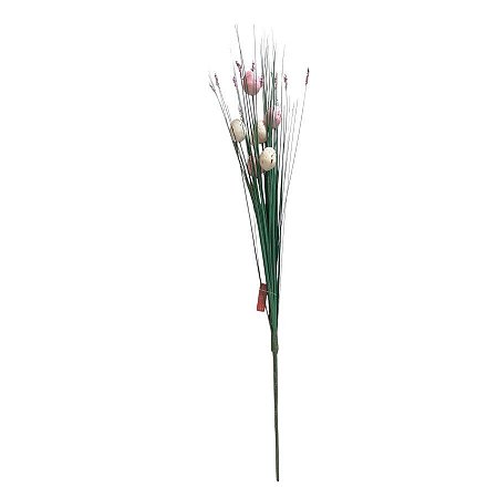 Galho Decorativo com Ovos de Páscoa - Rosa e Branco - 54cm - 1 unidade - Rizzo
