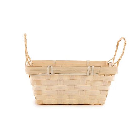 Cesta Decorativa de Bambu Retangular com alça - 18cm - 1 unidade - Cromus - Rizzo