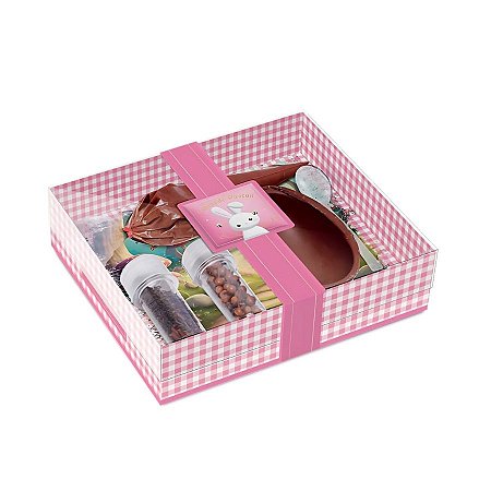 Caixa Kit Confeiteiro Contos Páscoa Rosa - Meio Ovo De 100g - 19,5x17x5cm - 1 unidade - Cromus - Rizzo