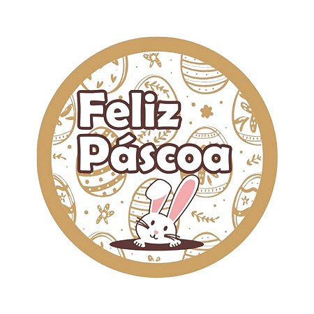 Etiqueta Adesiva - Páscoa Coelho Toca - 4cm - 60 unidades - Rizzo