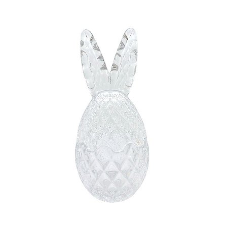 Ovo de Vidro Transparente com Orelha de Coelho Texturizado - 17cm - 1 unidade - Cromus - Rizzo