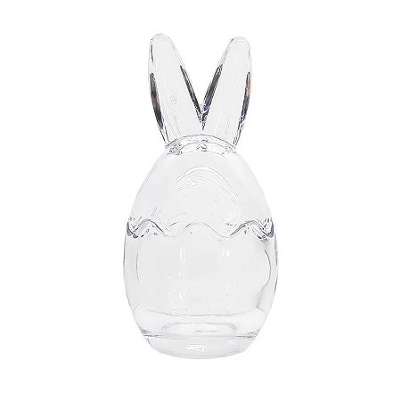 Ovo de Vidro Transparente com Orelha de Coelho - 17cm - 1 unidade - Cromus - Rizzo