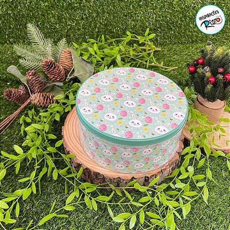 Kit 3 Latas Redondas de Páscoa - Coelho de Páscoa - 20 / 17 / 13,5cm - 1 unidade - Rizzo