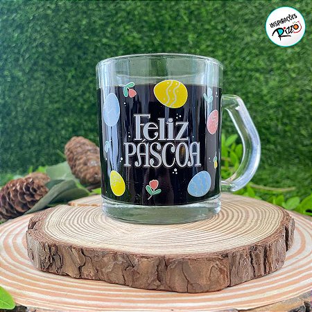 Caneca de Vidro - Feliz Páscoa - 320ml - 1 unidade - Rizzo