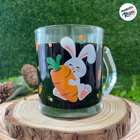 Caneca de Vidro - Coelho com Cenoura - 320ml - 1 unidade - Rizzo