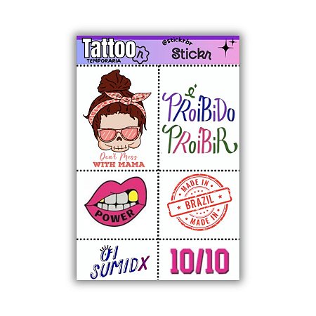 Tatuagem Temporária Para Pele de Carnaval - Girl Power - 6 Tatuagens - Stickr - Rizzo