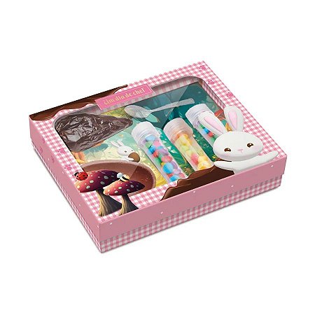 Caixa Kit Confeiteiro Contos De Páscoa Rosa - Meio Ovo de 150g - 24x19,5x5cm - 1 unidade - Cromus - Rizzo
