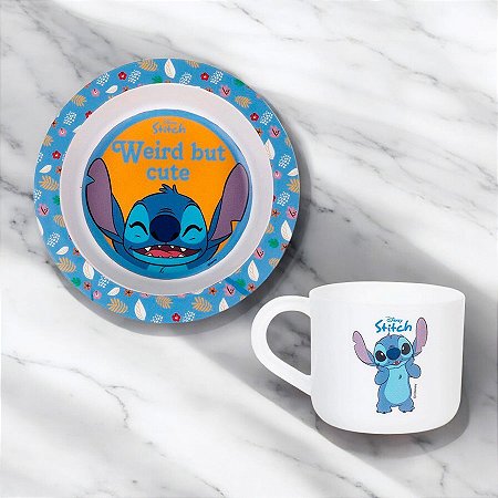 Kit Alimentação Stitch - Prato e Caneca - 1 unidade - Disney Original - Rizzo