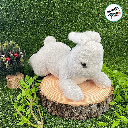 Coelho de Pelúcia Cinza Claro Deitado - 33cm - 1 unidade - Rizzo