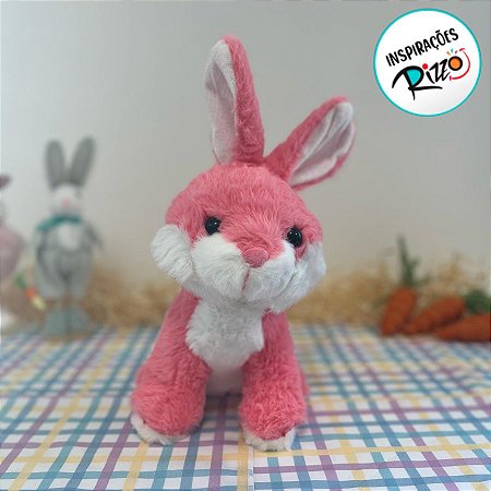Coelho de Pelúcia Rosa Sentado - 26cm - 1 unidade - Rizzo