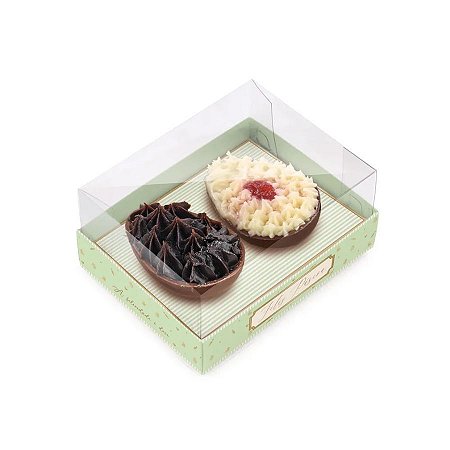 Caixa Para Dois Meio Ovos De 50g Páscoa Horizonte - Quinn Verde - 10,5x8x5cm - 6 unidades - Cromus - Rizzo