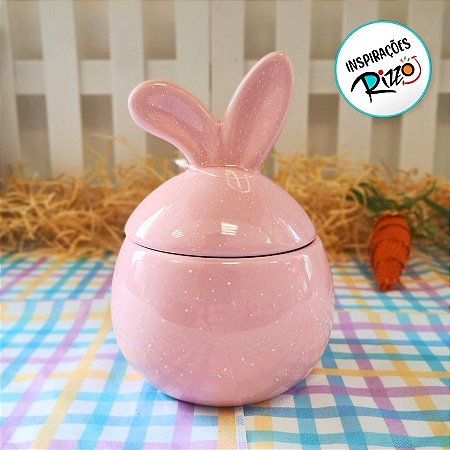 Enfeite Decorativo De Páscoa - Ovo de Porcelana com Orelhinha - Rosa - 16cm - 1 unidade - Rizzo - Rizzo