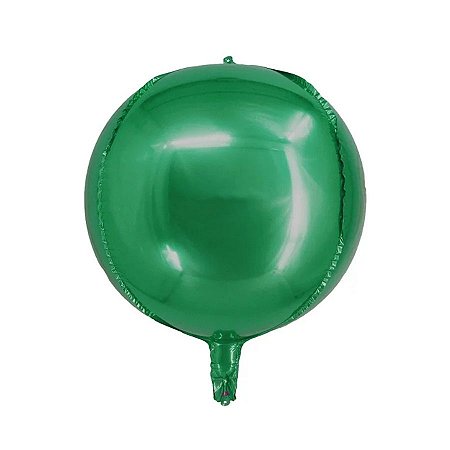 Balão de Festa Metalizado 14" 36cm - Redondo 4D Verde - 1 unidade - Silver Festas - Rizzo