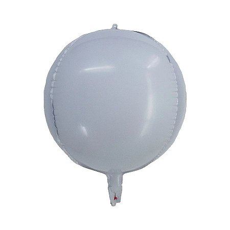 Balão de Festa Metalizado 14" 36cm - Redondo 4D Branco - 1 unidade - Silver Festas - Rizzo