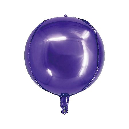 Balão de Festa Metalizado 14" 36cm - Redondo 4D Roxo - 1 unidade - Silver Festas - Rizzo