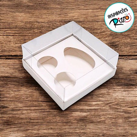 Caixa Ovo com 2 Brigadeiros - Meio Ovo de 50g -10,4x10,4x4,6cm - Branco  - 5 unidades - Assk - Rizzo
