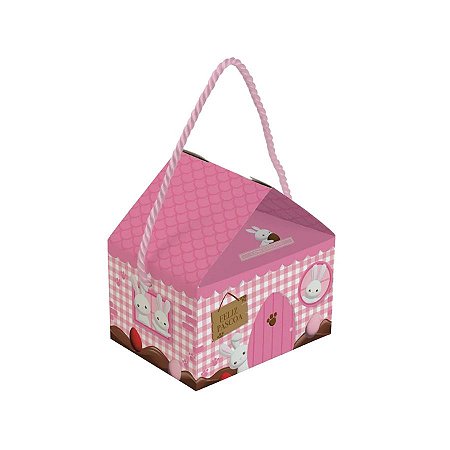 Caixa Casinha Para Lembrancinhas - Contos De Páscoa Rosa - 12,5x9,5x12cm - 10 unidades - Cromus - Rizzo