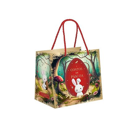 Sacola Premium Para Caixa Meio Ovo - Contos De Páscoa - 22x20x14cm - 1 unidade - Cromus - Rizzo