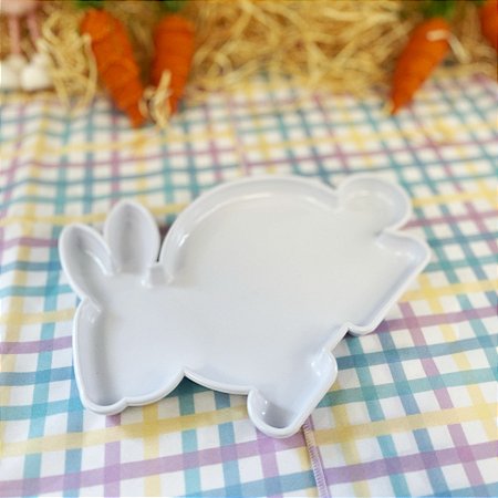 Bandeja Decorativa de Páscoa - Coelho Branco - 24cm - 1 unidade - Só Boleiras - Rizzo
