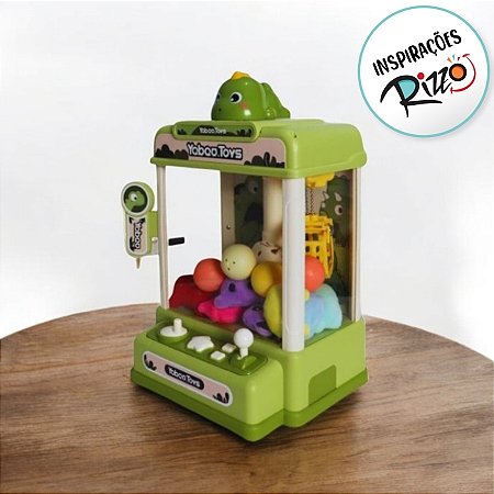 Mini Máquina de Pegar Ursinhos e Brindes - Modelo Dinossauro - 25x19x16cm - 1 unidade - Rizzo