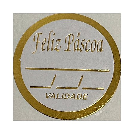 Etiqueta De Páscoa Dourada - Data de Validade - 3cm - 100 unidades - Rizzo