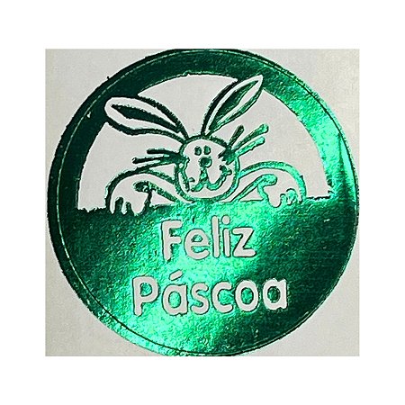 Etiqueta De Páscoa Verde - Coelho Dentro do Círculo - 3cm - 100 unidades - Rizzo