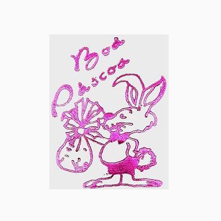 Etiqueta De Páscoa Rosa "Coelho Segurando Ovo" - 4cm - 100 unidades - Rizzo