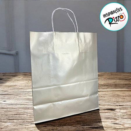 Sacola de Papel G 32x26,5x13cm - Pérola Fosca - 10 unidades - Cromus - Rizzo