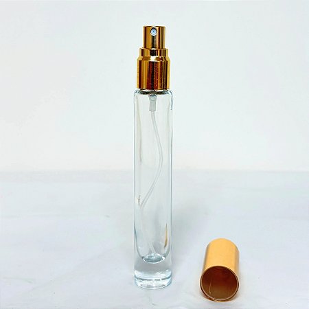 Frasco de Vidro Redondo com Tampa Spray Ouro - 10ml - 1 unidade - Rizzo