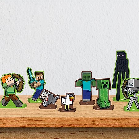 Decoração de Mesa - Minecraft - 20x23cm - 8 unidades - FestColor - Rizzo