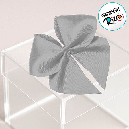 Lacinho de Fita de Cetim Prata 38mm - 7,6cm - Cor 084 - 6 unidades - Progresso - Rizzo