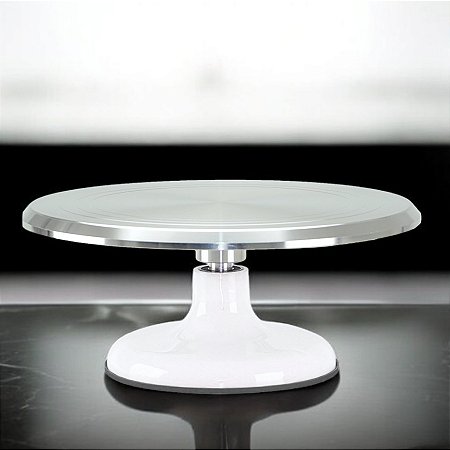Bailarina Prato Giratório de Inox Premium - Branco - 29cm - 1 unidade - Silver Festas - Rizzo