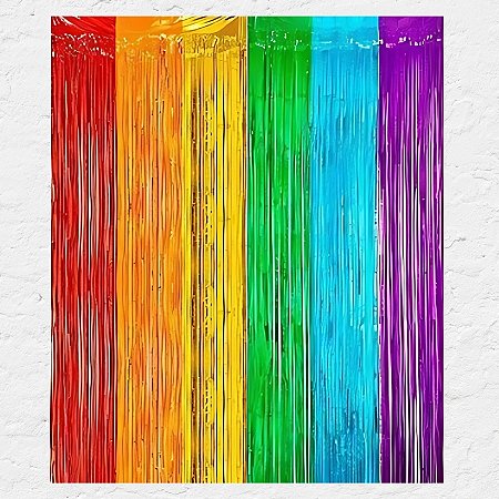 Cortina Decorativa Metalizada Colorida - 2x1m - 1 unidade - Silver Festas - Rizzo