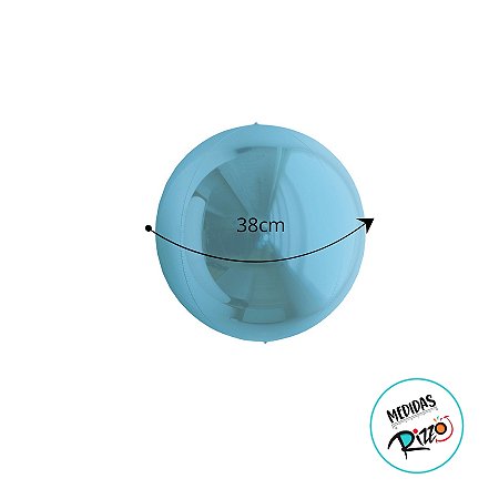 Balão de Festa Metalizado 15'' 38cm - Esphera Azul Claro Redondo - 1 unidade - Cromus - Rizzo