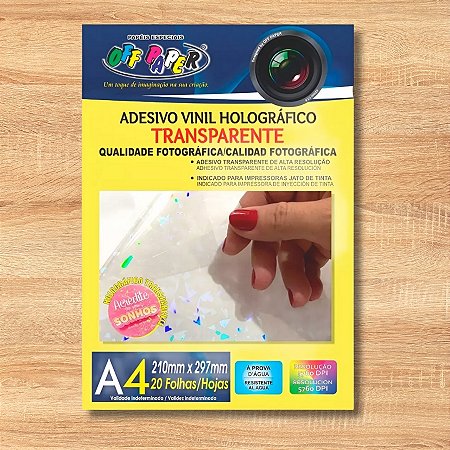 Adesivo Vinil Holográfico Transparente A4 - 20 unidades - Rizzo