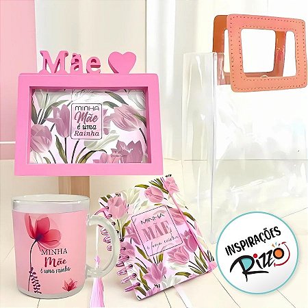 Kit Dia Das Mães Com Sacola, Porta Retrato, Caneca e Agenda - Minha Mãe É Uma Rainha - 1 unidade - Rizzo