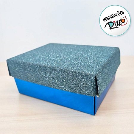 Caixa Azul Retângular Com Glitter - 4x9,5x6,5cm  - 12 unidades - Rizzo - Rizzo