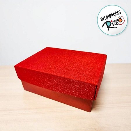 Caixa Vermelha Retângular Com Glitter - 4x9 ,5x6,5cm  - 12 unidades - Rizzo - Rizzo