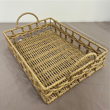 Cesto Decorativo Maroa Fibra Natural - Tamanho Médio  - 32x23x7cm - 1 unidade - Rizzo