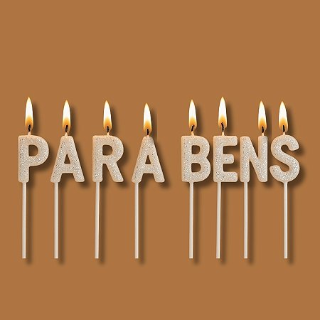 Vela Parabéns Branca Glitter - 7cm - 8 unidades - Rizzo