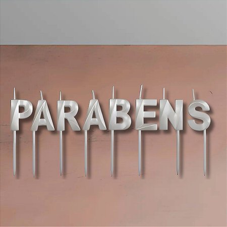 Vela Parabéns Branca Perolizada - 7cm - 8 unidades - Rizzo
