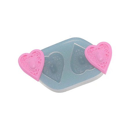 Molde de Silicone Dois Corações - Ref. 383 - 1 unidade - Flexarte - Rizzo