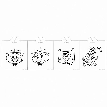 Kit Mini Stencils Cebolinha - 7,5x9,5cm - 4 unidades - BlueStar - Rizzo