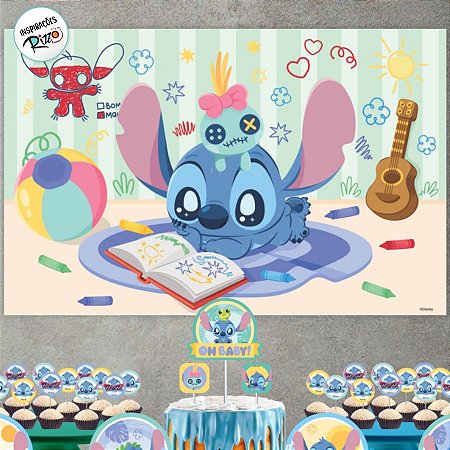Painel TNT Stitch Baby - 85x55cm - 1 unidade - Disney Original - Rizzo