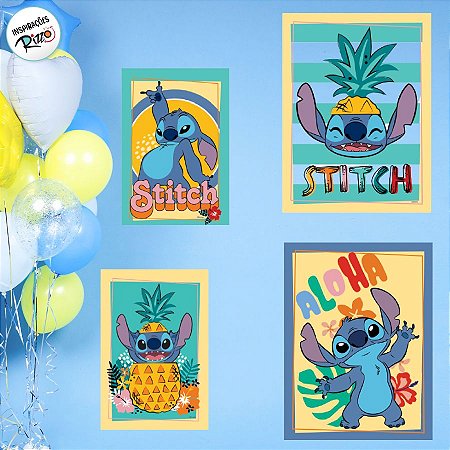 Quadros Decorativos - Stitch - 4 unidades - Disney Original - Rizzo