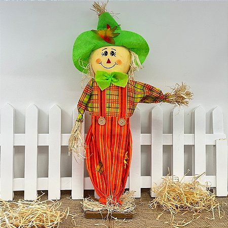 Enfeite Decorativo De Festa Junina Espantalho Com Base - Verde - 60cm - 1 unidade - Rizzo
