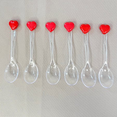 Colherzinha Decorada De Coração - 11cm - 6 unidades - Rizzo