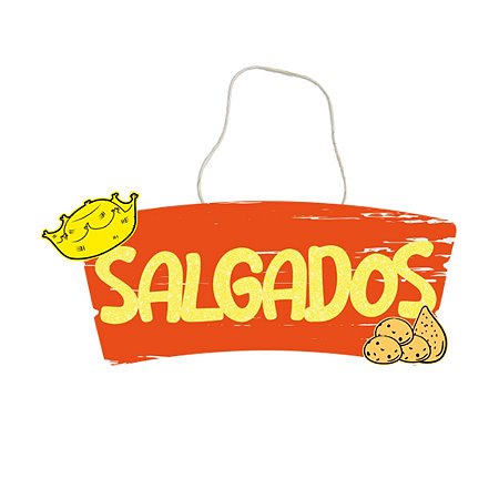 Placa De Sinalização Em MDF Colorida Salgados De Festa Junina - 30x11,5cm - 1 unidade - Rizzo
